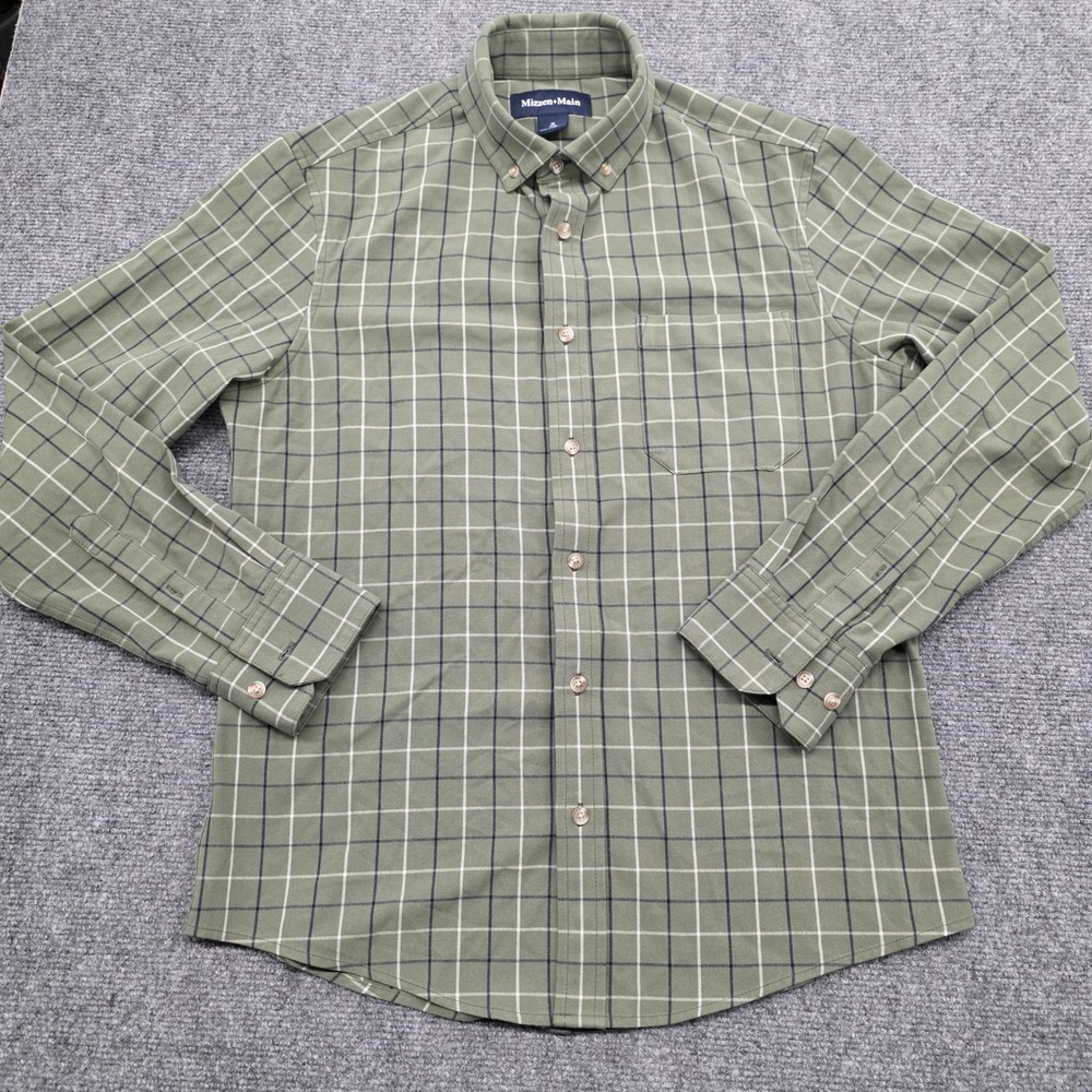 Mizzen+Main Trim Fit Mulholland Flannel Button Shirt Green Plaid 1WS-1341 - M